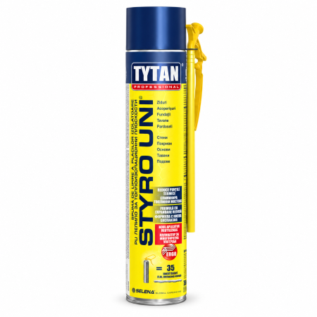 Adeziv spuma Tytan Professional STYRO UNI cu pai, 750 ml
